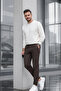 Men's Straight Fit Cotton Brown Trousers - 2