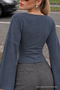 Women's Smoked V-Neck Beltless Cotton Blouse - 6