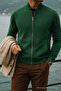 Men's Relax Cotton Green Loose College Jacket - 2