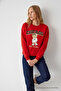 Women's Chiacago Bear Print Red Sweatshirt - 4