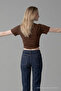 Women's Wide Short Sleeve Coffee Crop T-Shirt - 5