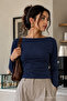 Women's Boat Neck Basic Slim Blouse 3-Piece - 6