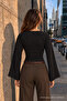 Women's Knitted Cotton Slim Fit Black Blouse - 3