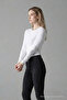 Women's Long Sleeve Crew Neck Ecru Blouse - 2