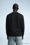 Men's Embroidered Shiny Black Sweatshirt - 5