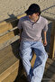 Men's Casual Comfortable Gray Polo Collar T-Shirt