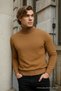 Men's High Neck Premium Brown Knit Sweater - 3