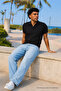 Men's Trend Polo Collar Casual Black T-Shirt - 4