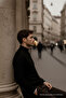 Men's Long Sleeve High Neck Loose Black Knit Sweater - 5