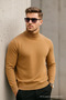 Men's Premium Brown High Neck Loose Knit Sweater - 3