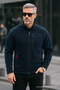 Men's Zippered Winter Loose Navy Fleece Jacket - 2