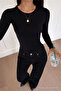 Women's Long Sleeve Crew Neck Slim Fit 3-Piece Blouse - 4