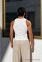 Men's Flexible Relaxed White Ribbed Tank Top - 2