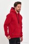 Red Color Kangaroo Pocket Hooded Sweatshirt 1205 - 8