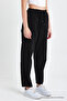 Black High Waist Elastic Waist Linen Trousers - 4