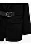 Belted Wide Collar Long Sleeve Blazer Jacket - 8