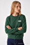 Women's Cmb Text Print Dark Green Loose Sweatshirt - 2
