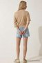 Women's Off-The-Shoulder Short Sleeve Beige Slim Fit T-Shirt - 6