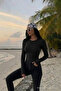 Women's Crew Neck Slim Fit Black Blouse - 3