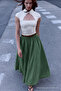 Women's Casual Elastic Waist Khaki Long Skirt