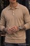 Men's Shiny Pocketless Plain Pattern Cream Sweater - 6