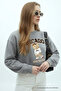 Women's Chicago Printed Gray Loose Sweatshirt - 2