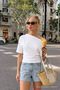 Women's Off-Shoulder Basic White T-Shirt