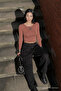 Women's Long Sleeve Tight-Fitting Powder Crop T-Shirt - 5