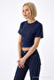 Women's Fashion Slim Fit Navy Blue Crop T-Shirt - 2