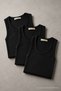 Men's Flexible 3-Piece Black Ribbed Undershirt