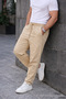 Cream Color Men's Summer Linen Mix Relaxed Pants - 2