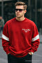 Men's Winter Printed Oversized Red Sweatshirt