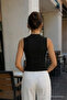 Women's Sleeveless Summer Slim Fit Black Stylish Crop Blouse - 3