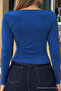 Women's Blue Basic Fitted Blouse - 6