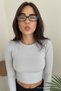 Women's Basic Premium Slim Fit Gray Crop T-Shirt - 3