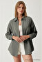 Women's Gray Oversize Linen Shirt
