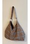 Chocolate Plaid Pattern Bag / Chocolate Plaid Pattern Shoulder Bag (28*49) - 9
