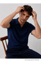Men's Polo Neck Premium Comfort Sport Navy Blue T-Shirt - 4