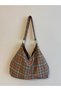 Chocolate Plaid Pattern Bag / Chocolate Plaid Pattern Shoulder Bag (28*49) - 7