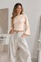 Women's Body-Fitting Short Cut Beige Blouse - 2