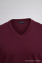 Men's Casual V-Neck Burgundy Knitwear Sweater - 7
