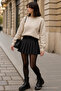 Women's Crew Neck Winter Oversized Beige Sweater - 5