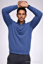 Men's Winter Loose Trendy Blue Knit Sweater - 6
