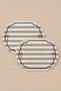 2 Pieces Palm Tree Embroidered Striped Premium Duck Fabric Placemat (45X30 cm) - with Liquid Repellent Feature