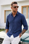 Men's Straight Woven Trend Navy Blue Shirt - 3