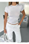Women's White Crew Neck Body T-Shirt