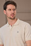 Men's Beige 100% Cotton Report Polo Neck T-Shirt - 6