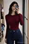Women's Cotton Crew Neck Slim Fit 3-Piece Blouse - 2