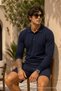 Men's Youth Regular Size Woven Navy Blue Sweater - 3