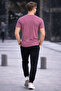 Men's Crew Neck Slim Basic Pink T-Shirt - 6